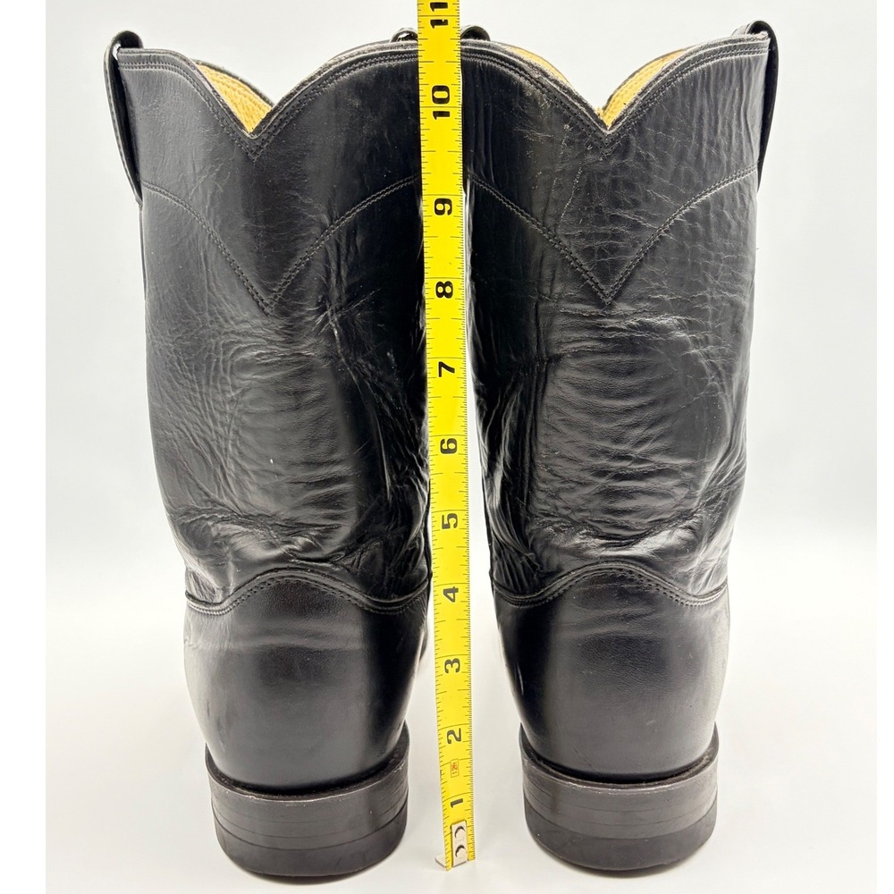 Justin 3133 Jackson Black Leather Western Roper Boots Mens Size 8 EE Pull on USA - Picture 12 of 15